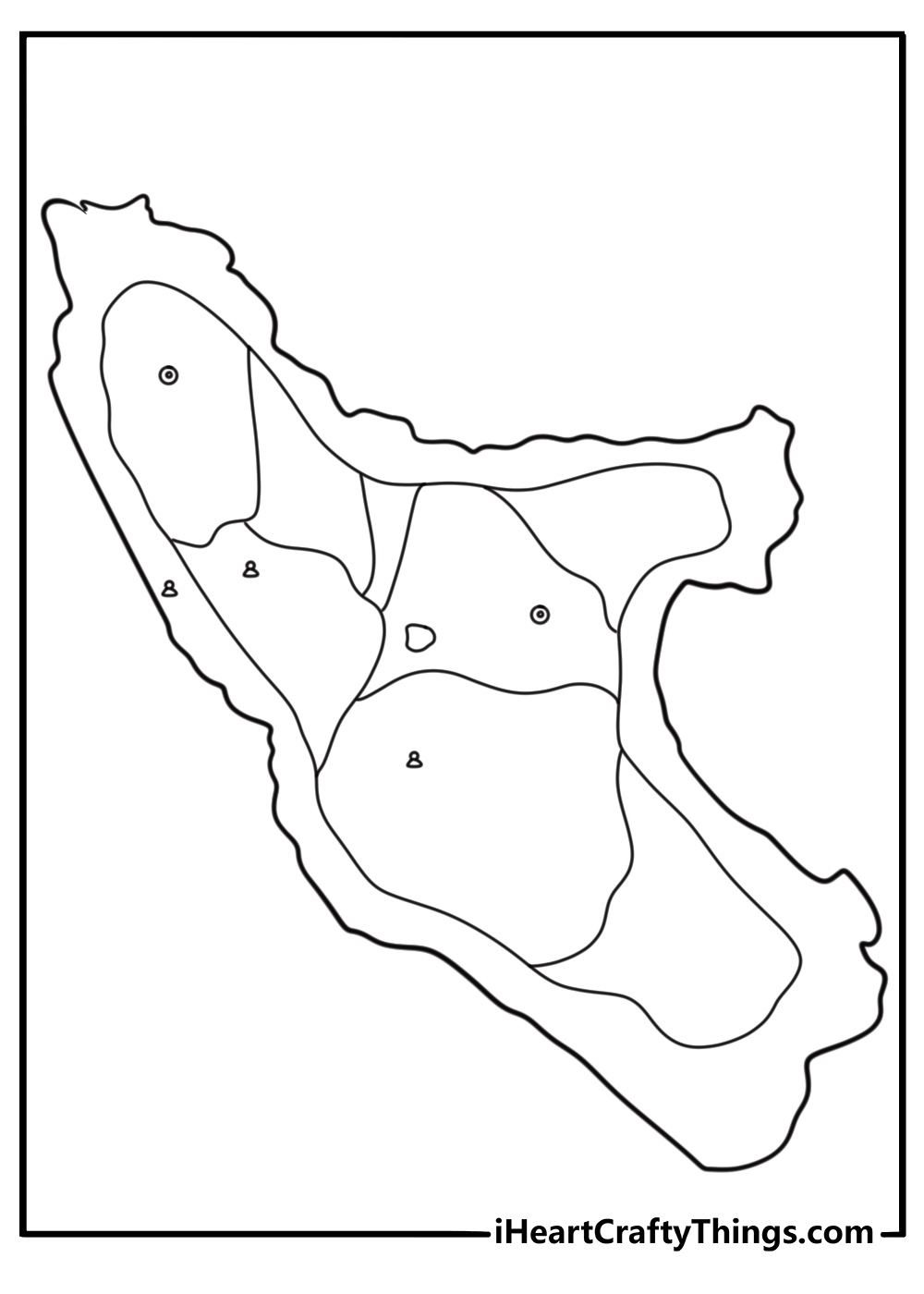 Map of the island showing Charles path and train tracks coloring sheet