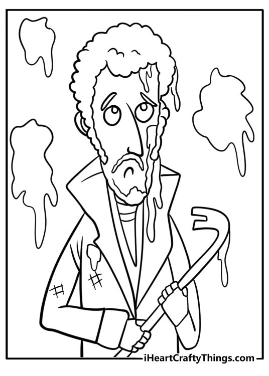 Marv getting hit in the face with a swinging paint can coloring sheet