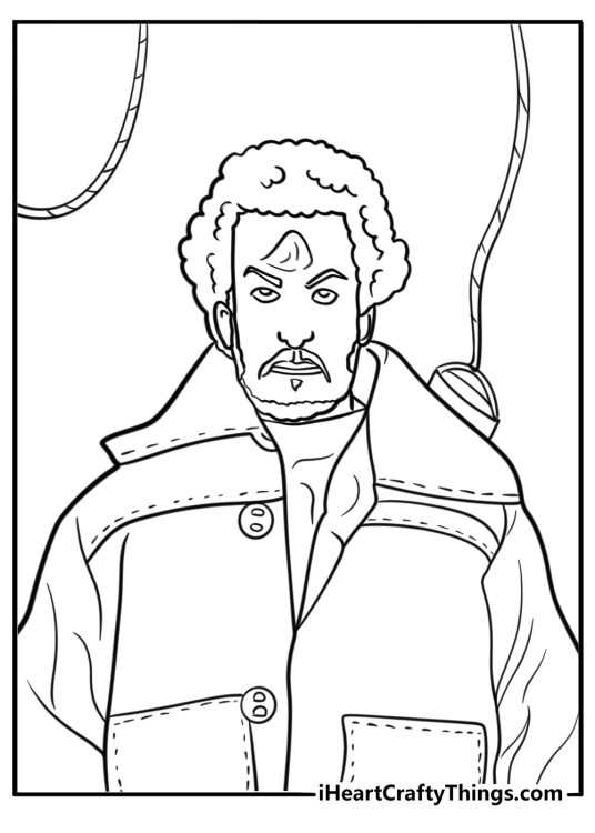Marv getting hit with an iron from above coloring page