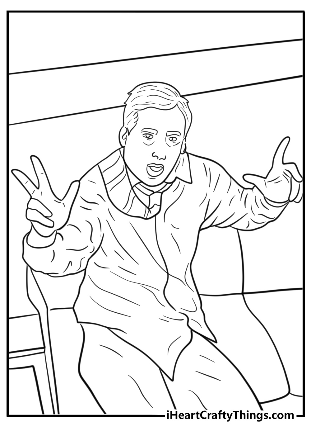 Michael doing parkour in the office coloring page