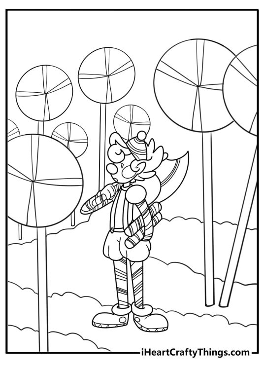 Mr Mint walking through the peppermint forest coloring page