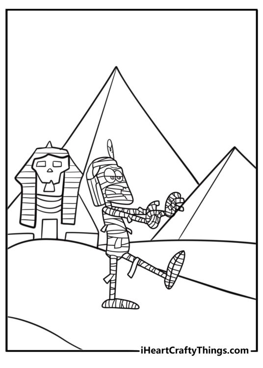 Mummy with arms stretched forward coloring page