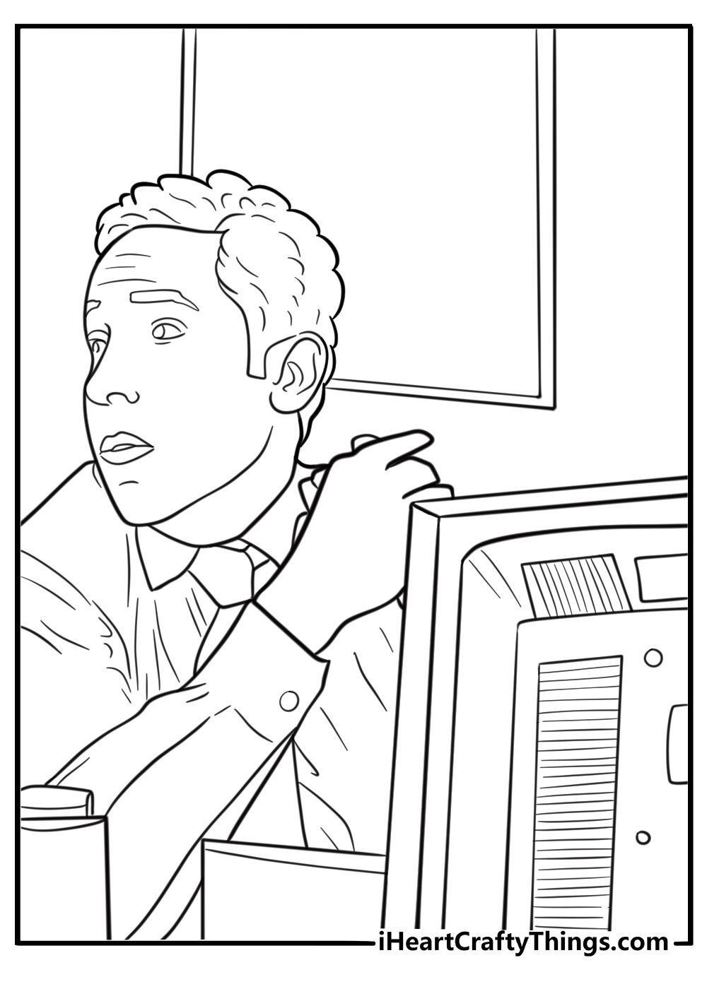 Oscar Martinez at his computer coloring page