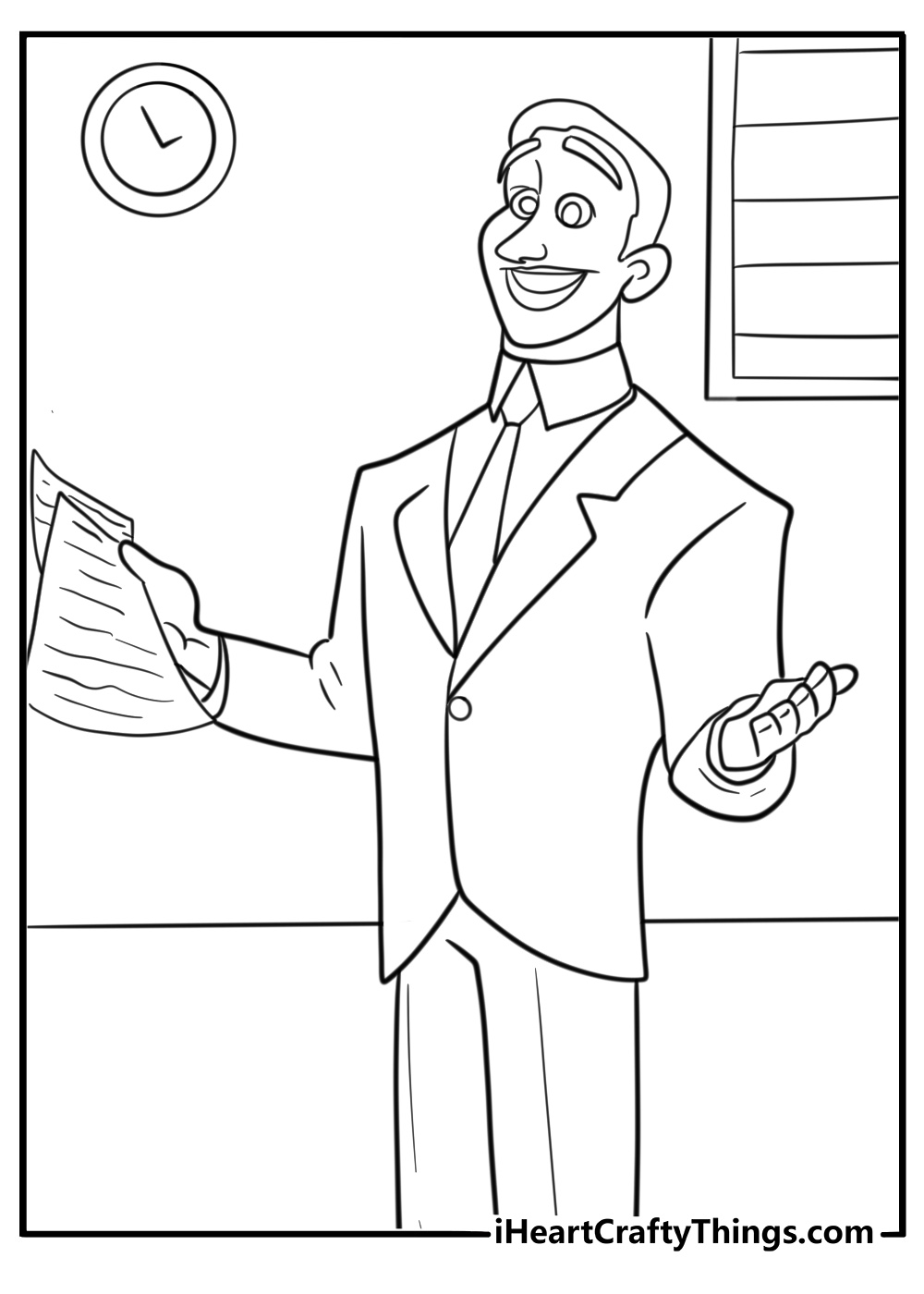 Oscar presenting a spreadsheet coloring page