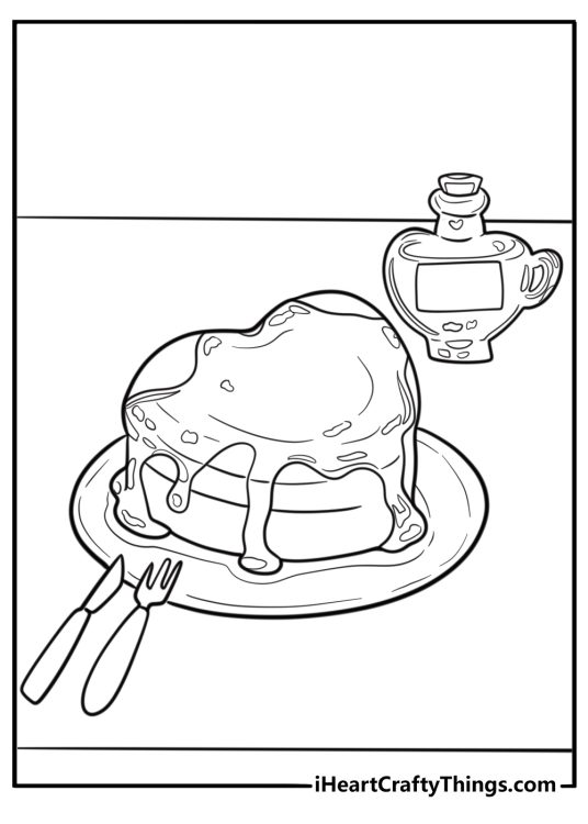 Pancakes being served at a diner printable coloring page