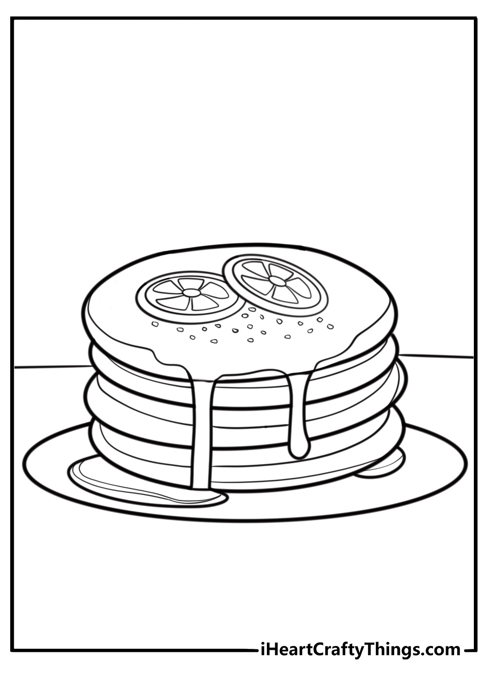Pancakes with powdered sugar and lemon slices coloring sheet
