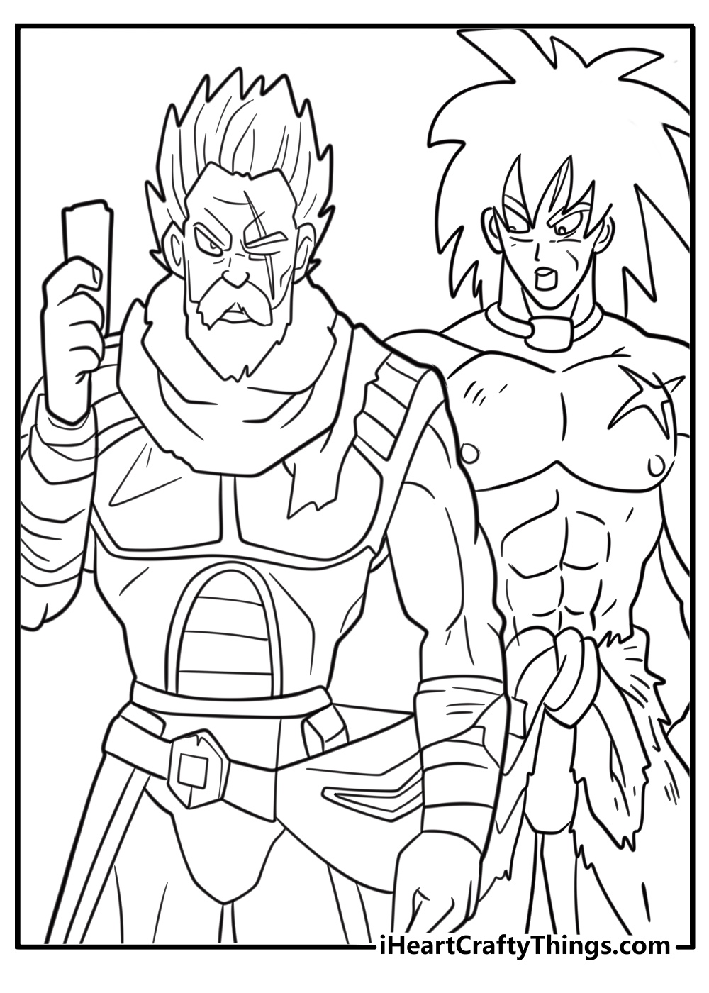 Paragus controlling Broly with a remote device printable coloring page
