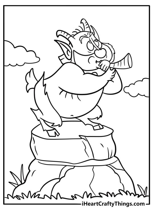 Phil blowing a horn while giving advice coloring sheet