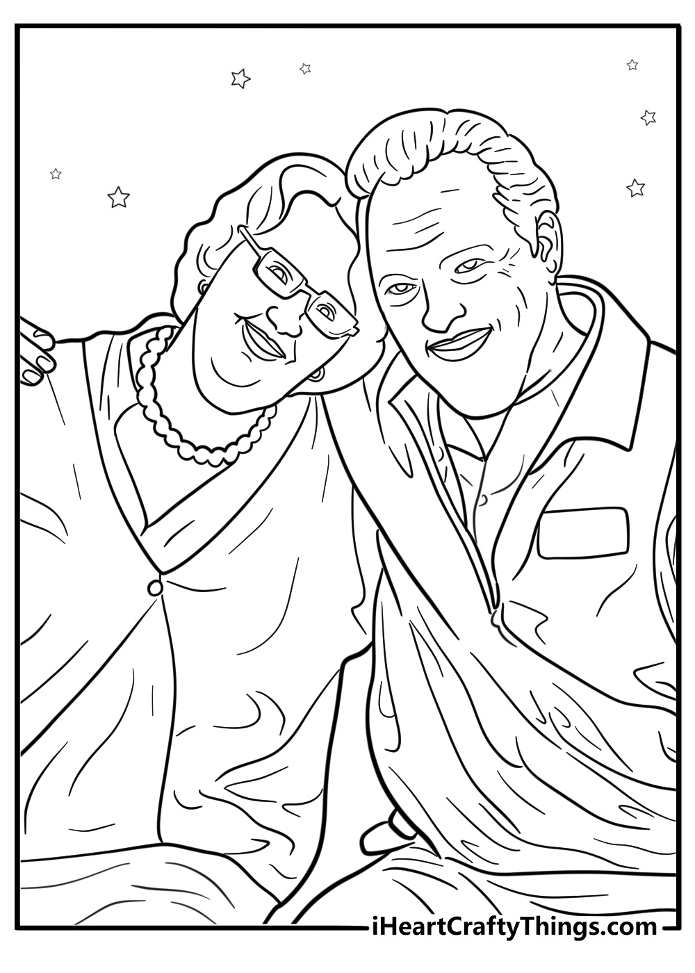 Phyllis and Bob Vance at a party coloring page