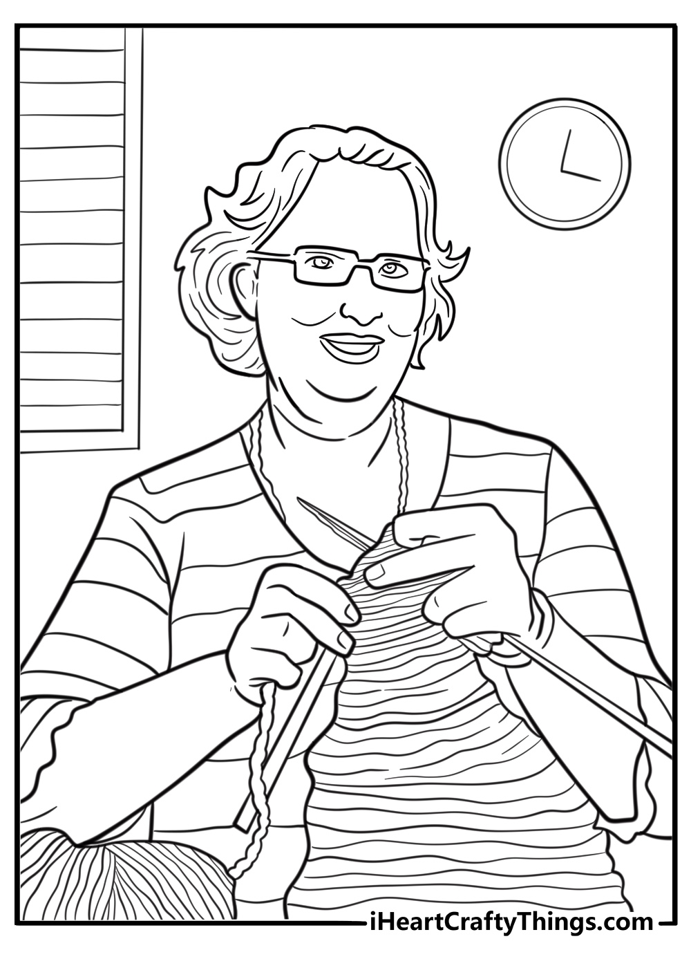 Phyllis Vance knitting in the office coloring page