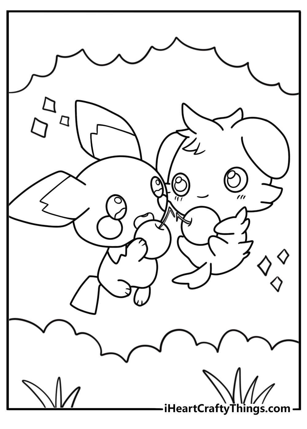 Pichu and other baby Pokémon coloring page