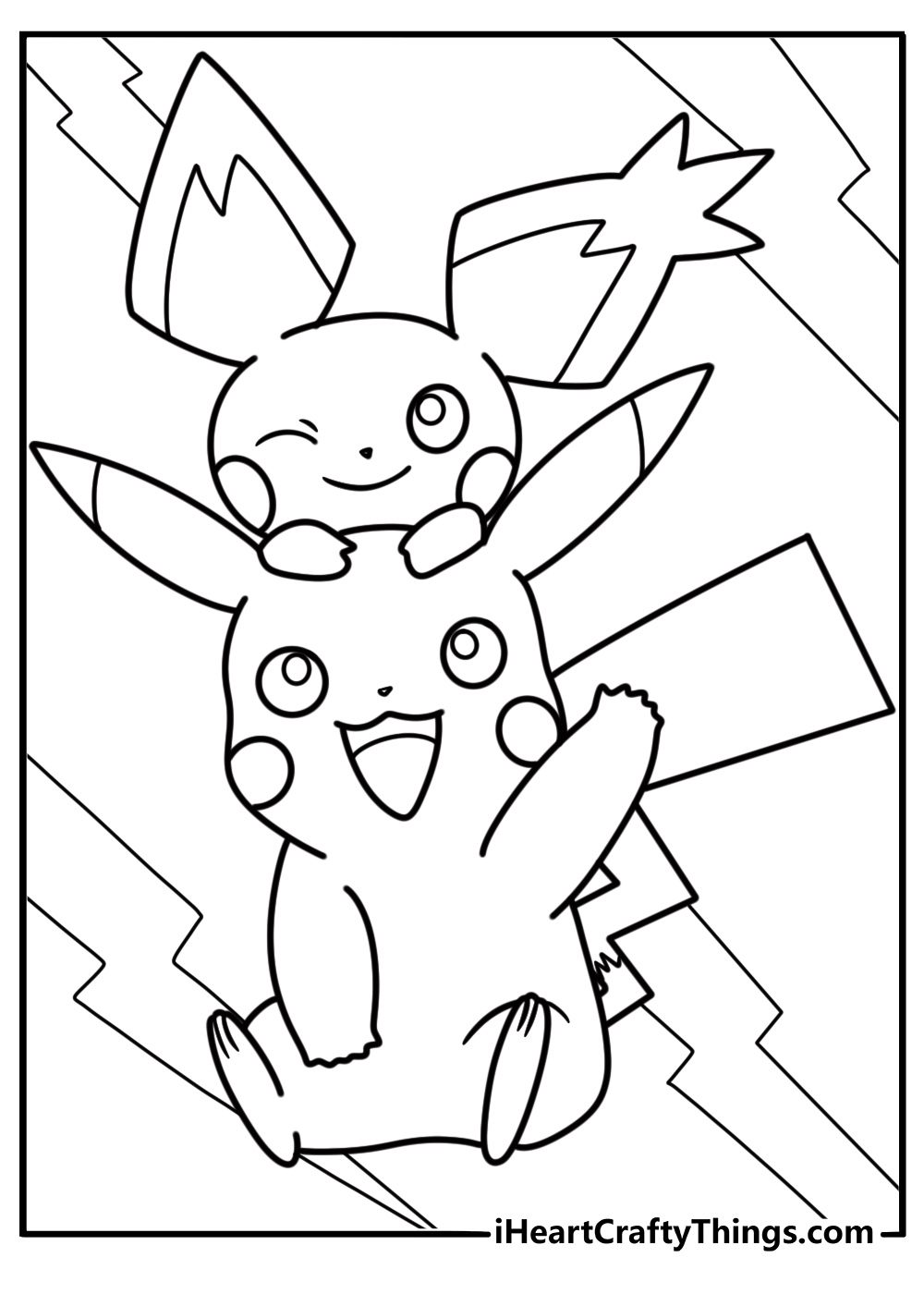 Pichu and Pikachu together coloring page