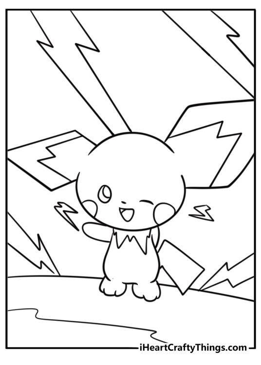 Pichu glowing with low electricity coloring sheet