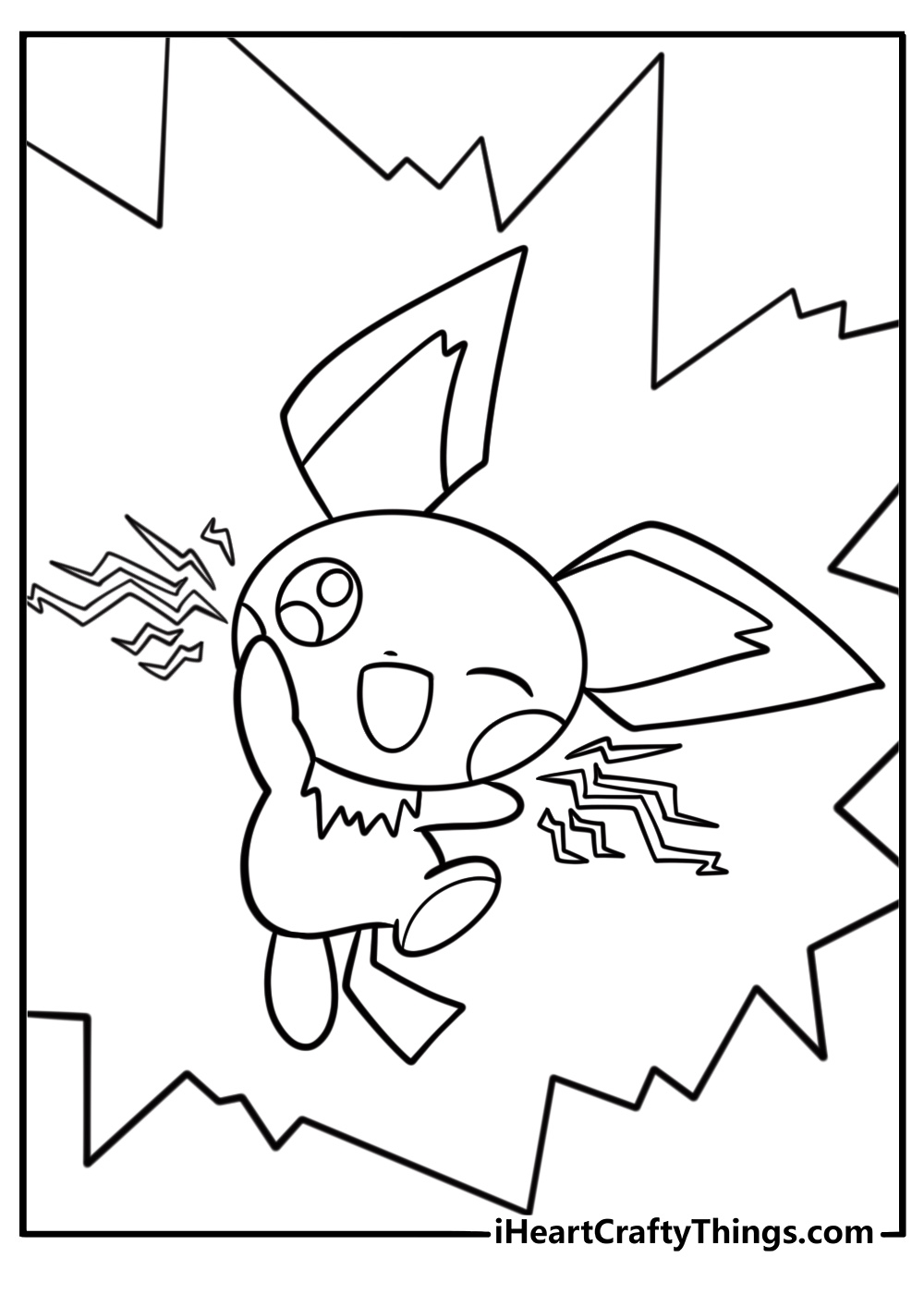 Pichu in a training session coloring sheet