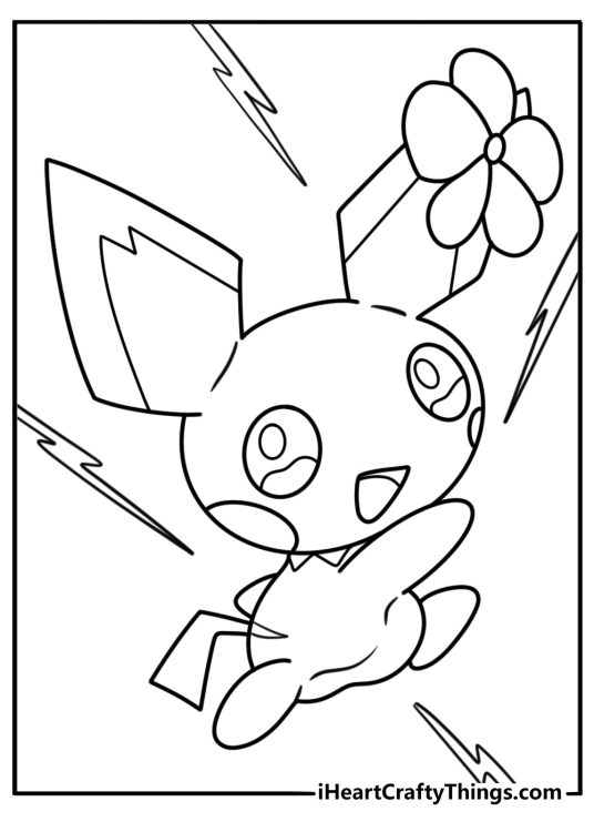 Pichu making sparks while laughing coloring page