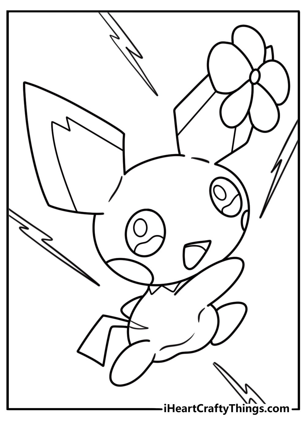 Pichu making sparks while laughing coloring page