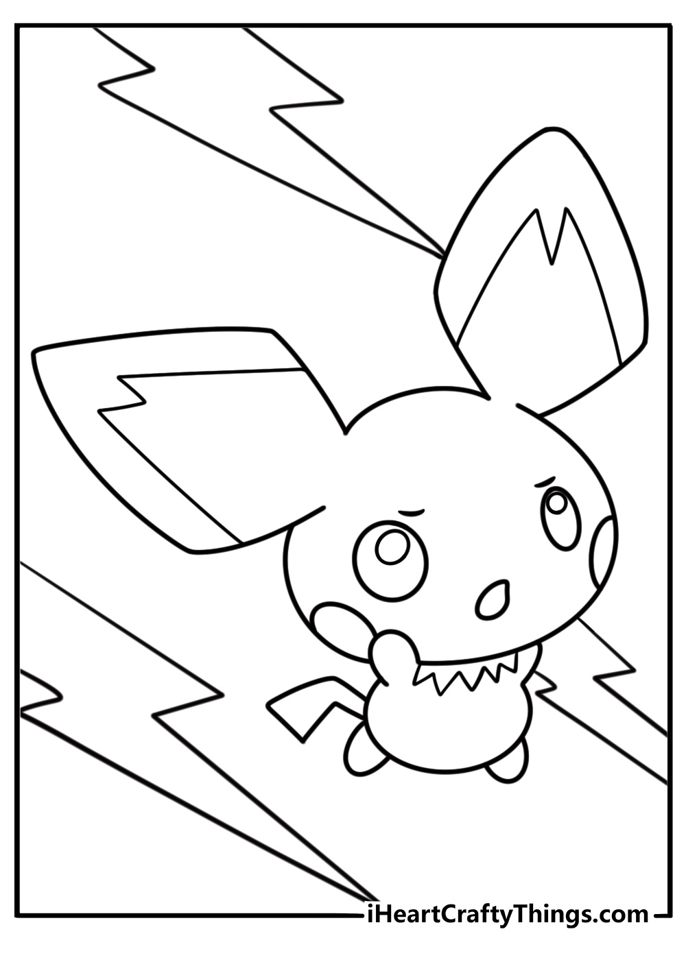 Pichu next to a thunderstone coloring sheet