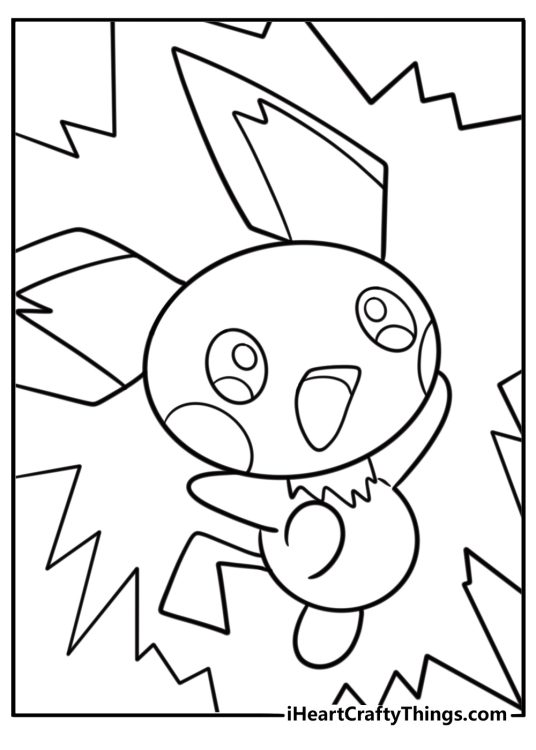 Pichu startled by a loud sound coloring page