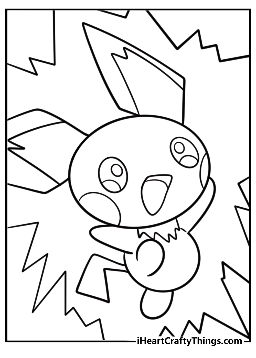 Pichu startled by a loud sound coloring page
