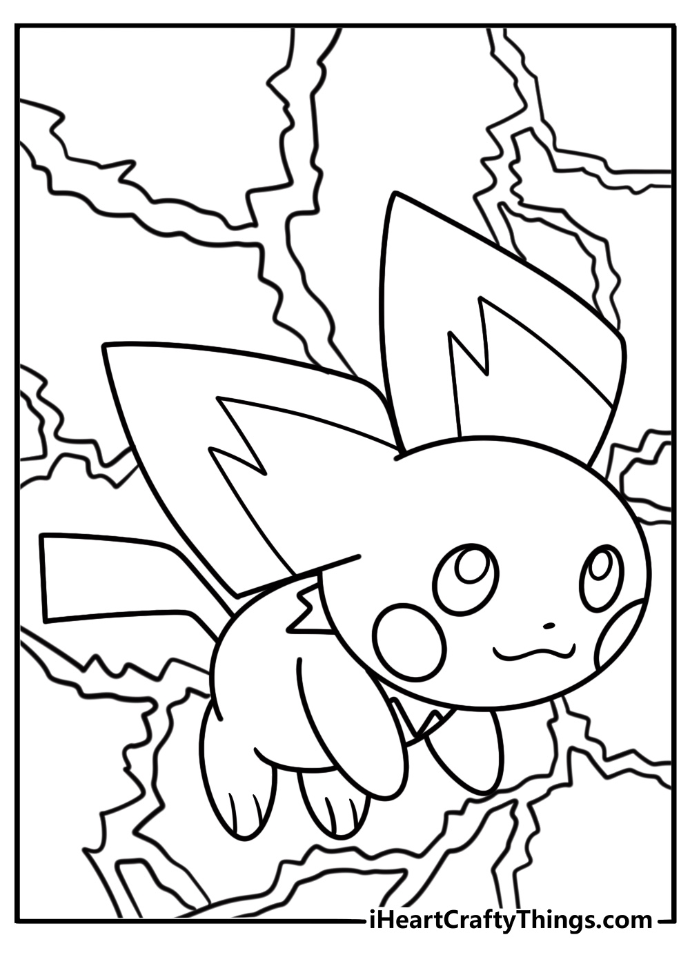 Pichu using electric shock attack coloring sheet
