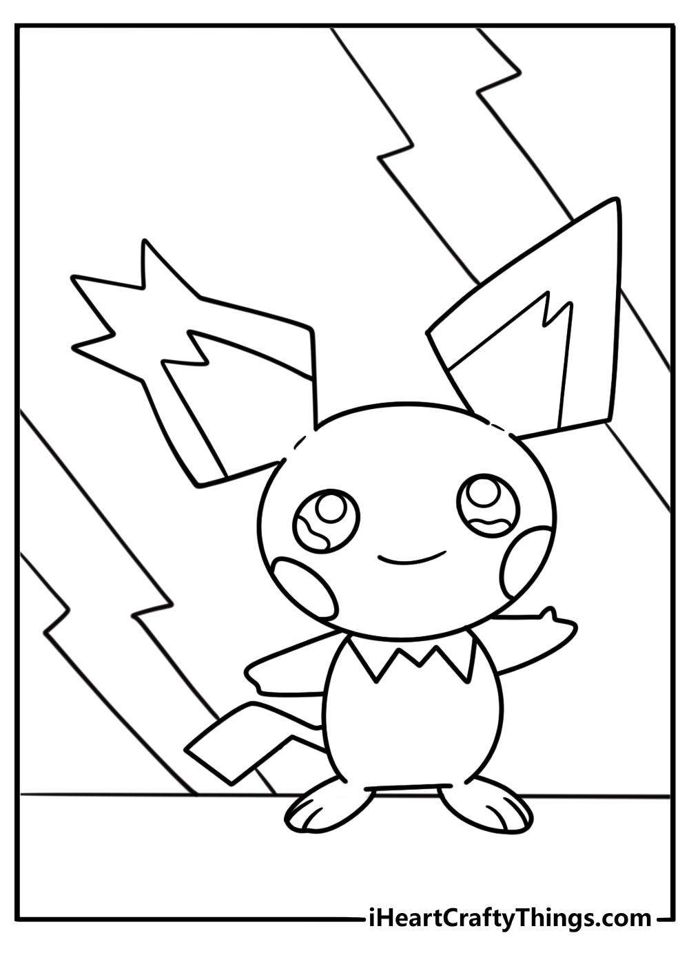 Pichu with ears perked up coloring sheet