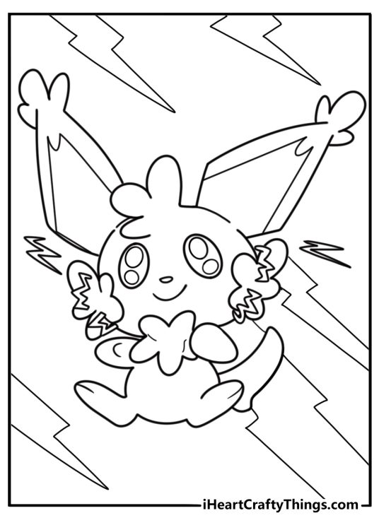 Pichu with static electricity on fur coloring sheet