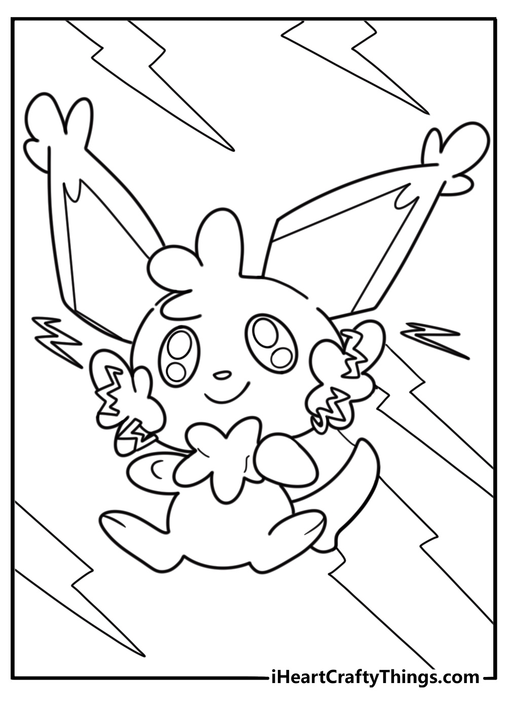 Pichu with static electricity on fur coloring sheet