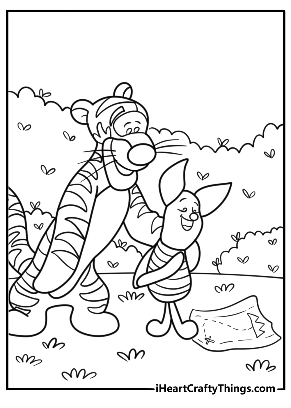 Piglet and Tigger looking at a mysterious map