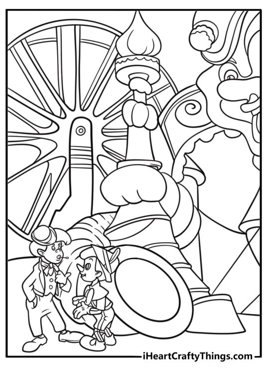 Pinocchio and lampwick at pleasure island coloring page