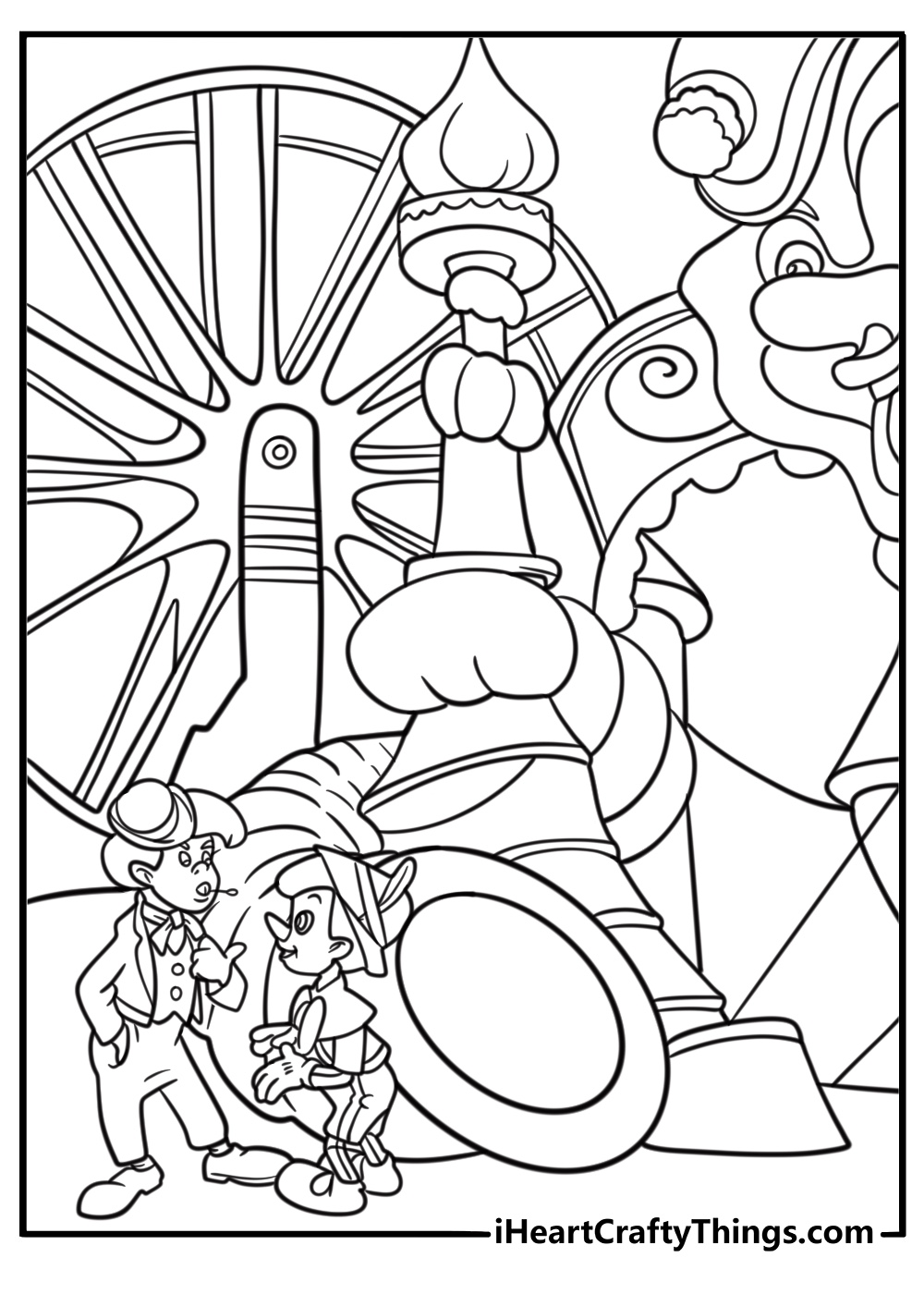 Pinocchio and lampwick at pleasure island coloring page