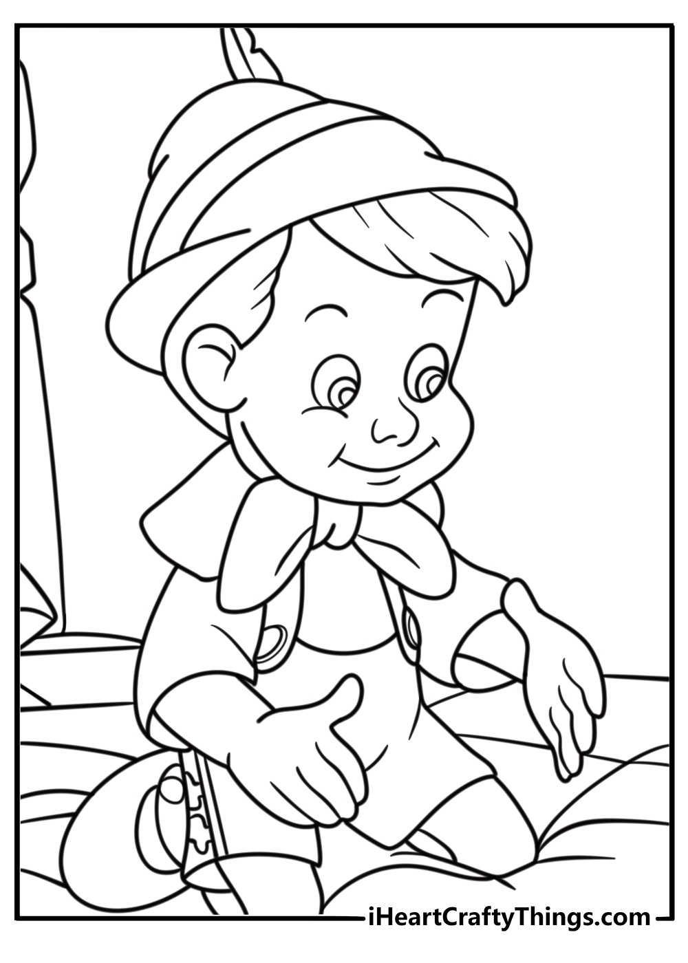 Pinocchio turning into a real boy coloring page