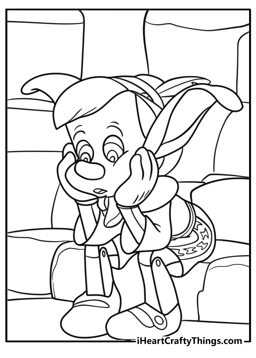 Pinocchio with donkey ears coloring page