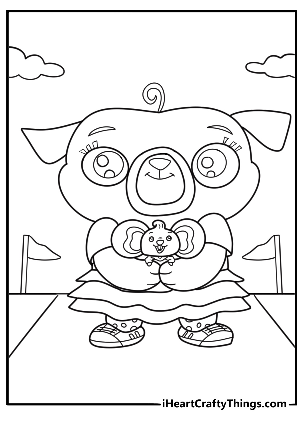Potato comforting Chip during a challenge coloring page
