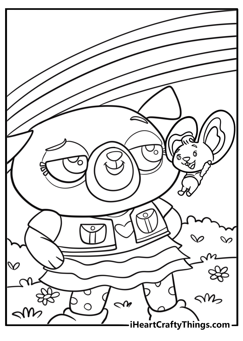 Potato popping out to help Chip coloring sheet