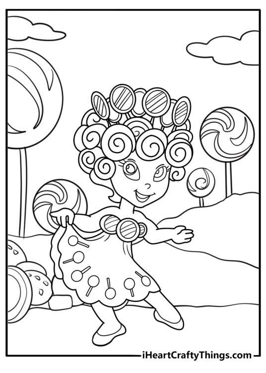 Princess Lolly standing in the lollipop woods coloring page