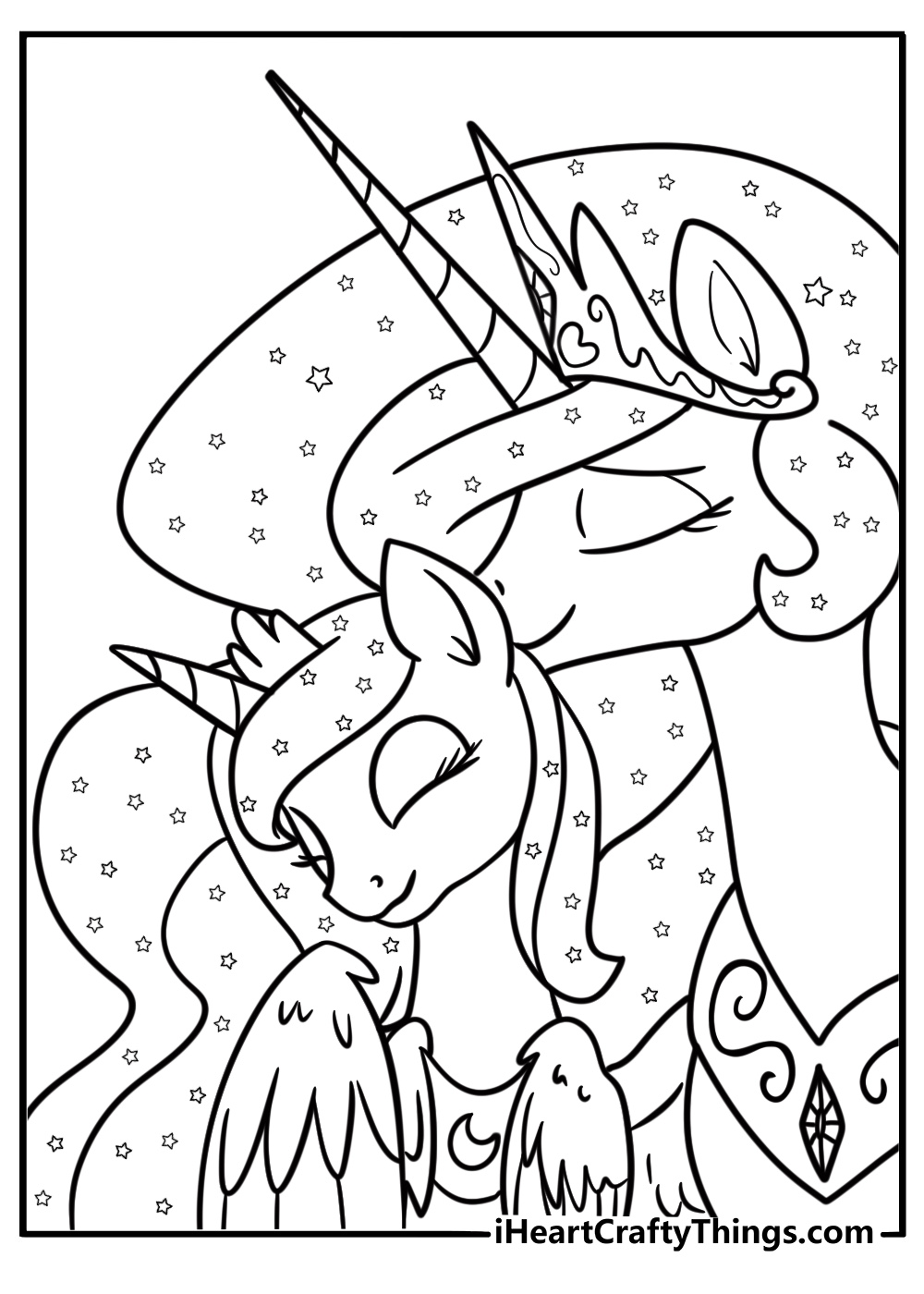 Princess Luna and Princess Celestia together coloring sheet