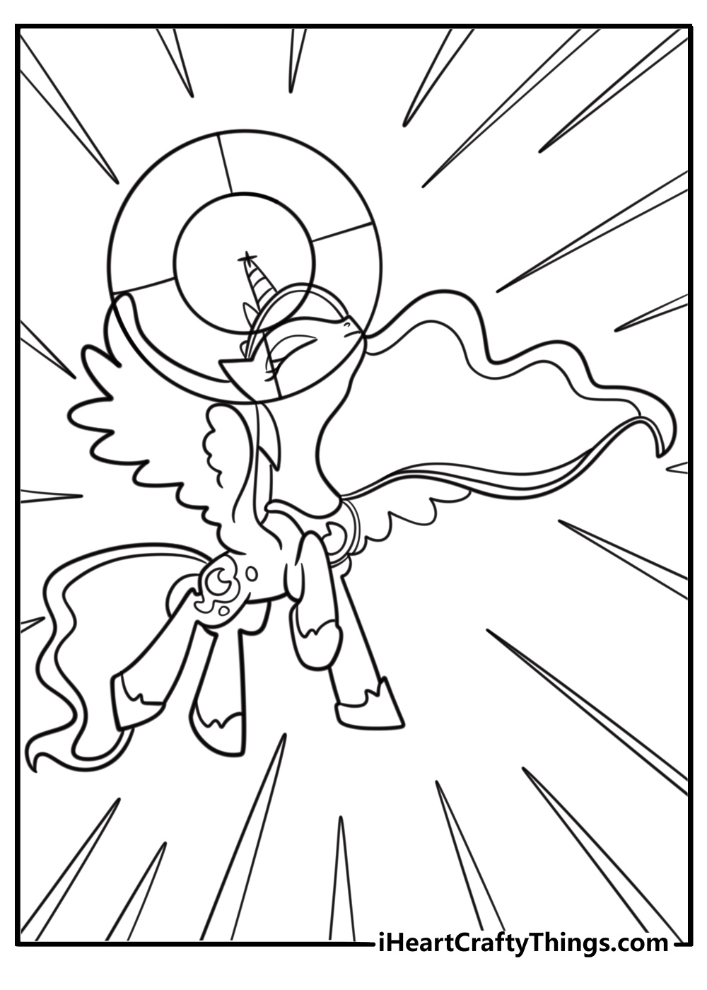 Princess Luna casting a dream spell coloring page