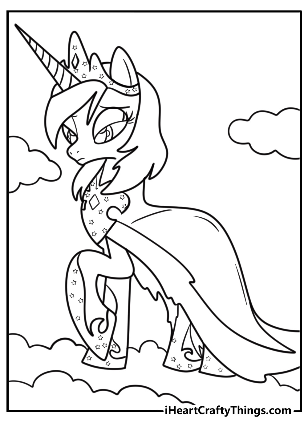 Princess Luna in royal regalia coloring sheet