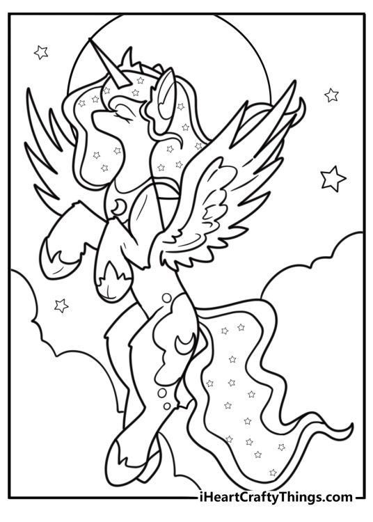 Princess Luna raising the moon coloring sheet