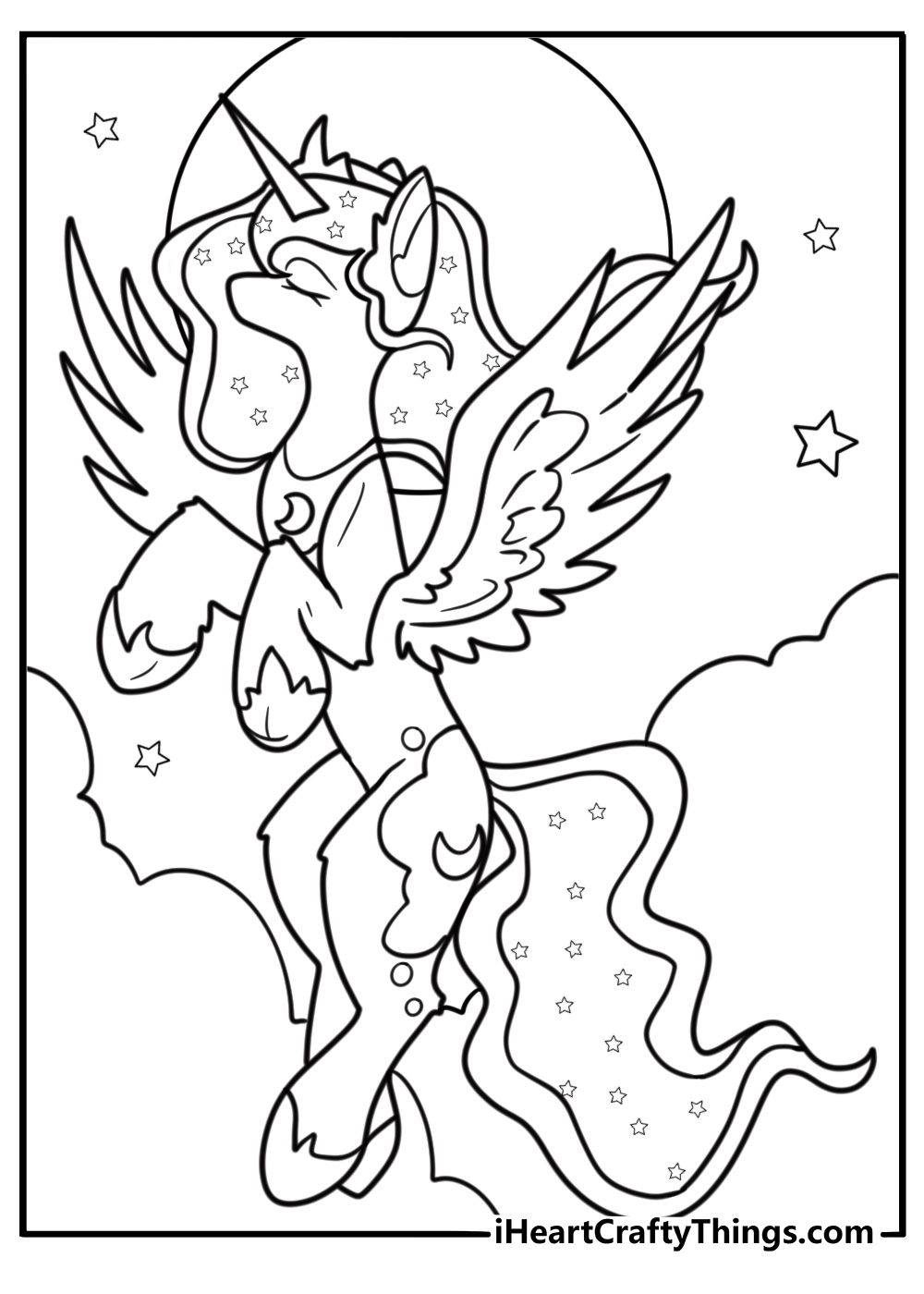 Princess Luna raising the moon coloring sheet