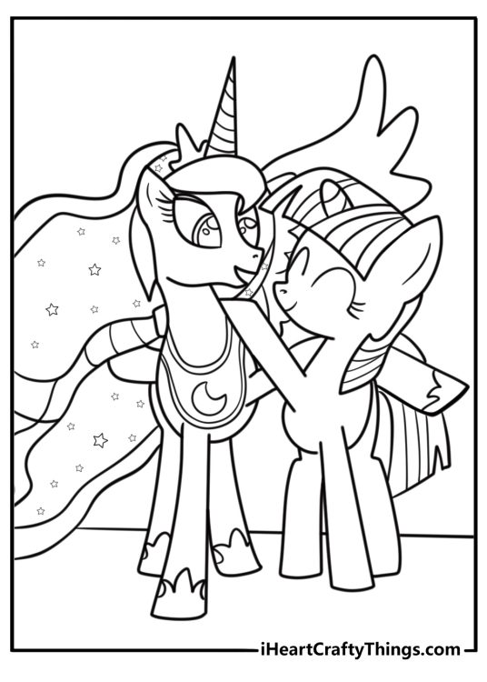 Princess Luna talking to Twilight Sparkle coloring page