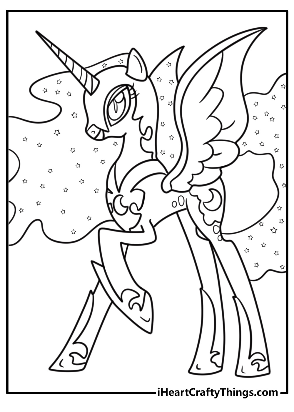 Princess Luna transforming back from Nightmare Moon coloring sheet