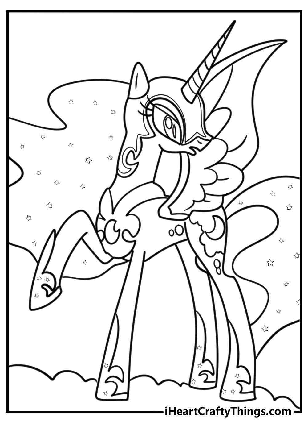Princess Luna turning into Nightmare Moon coloring sheet