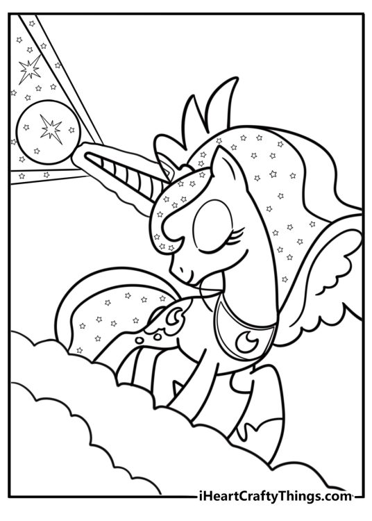 Princess Luna using her magic horn coloring page