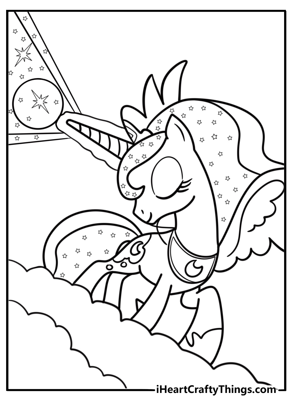 Princess Luna using her magic horn coloring page
