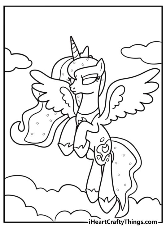 Princess Luna with glowing eyes coloring page