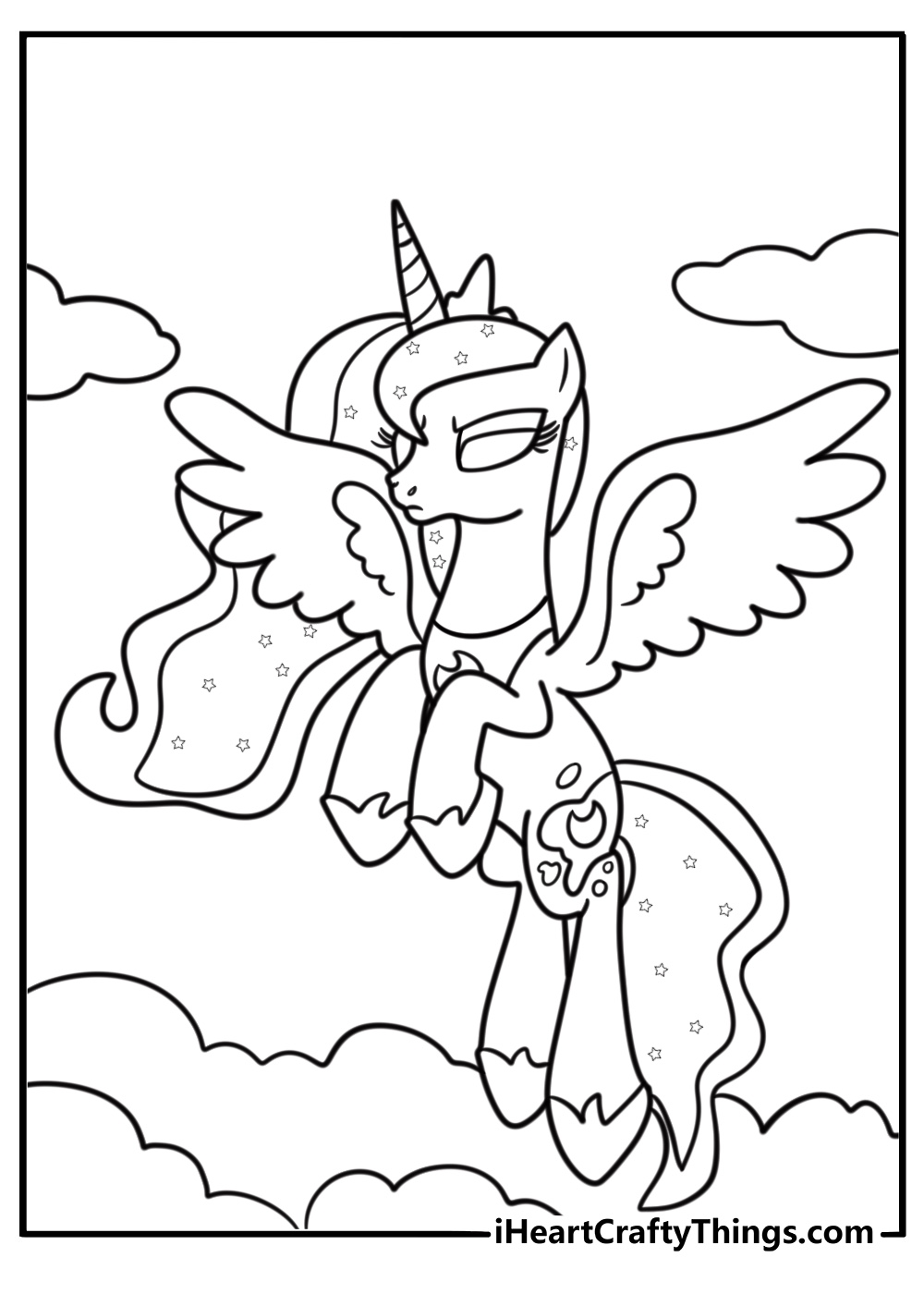 Princess Luna with glowing eyes coloring page