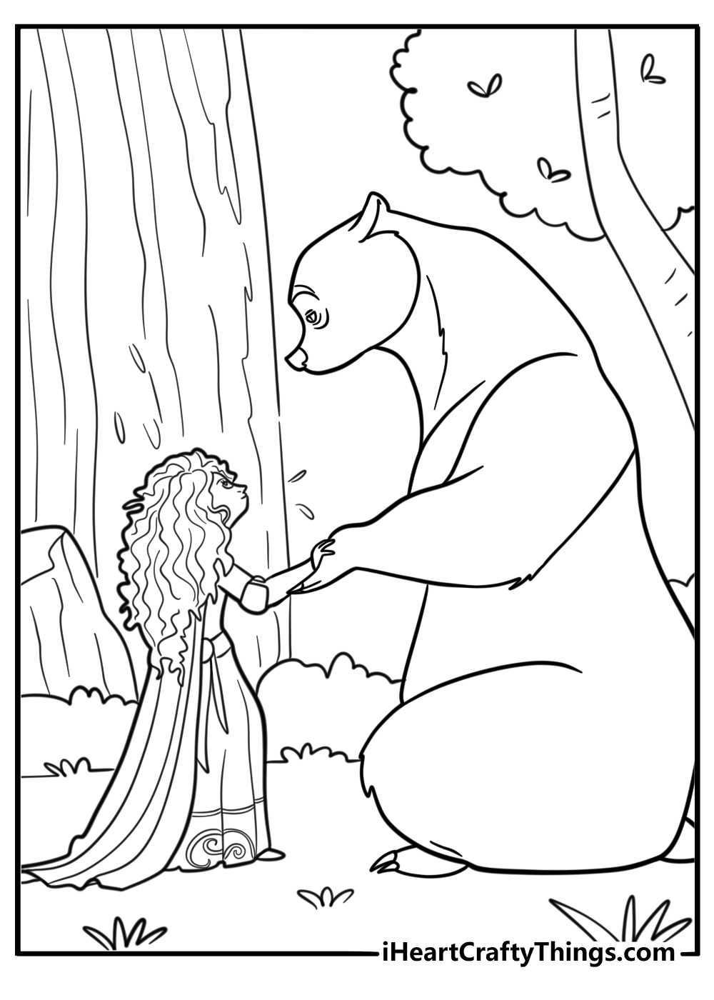 Princess Merida and her mother as a bear coloring sheet