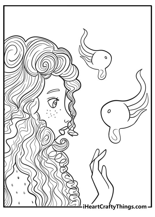 Princess Merida looking at magical will o the wisps coloring page
