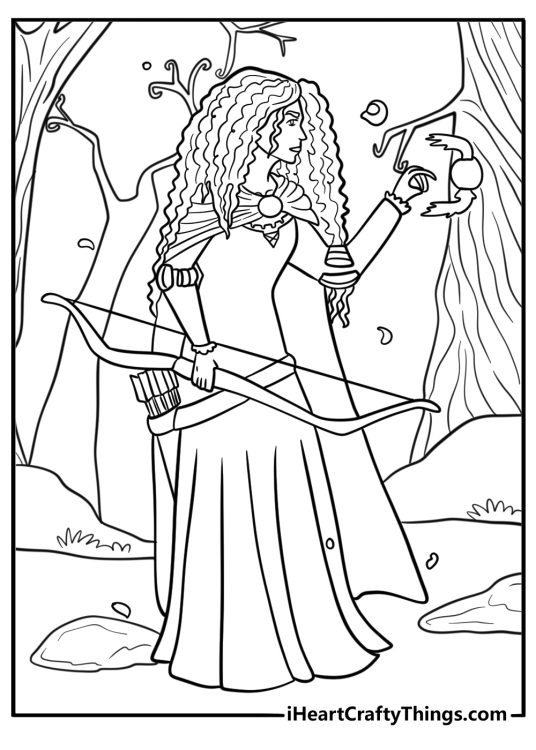 Princess Merida transforming her fate coloring page
